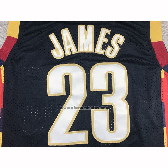 Camiseta Cleveland Cavaliers LeBron James NO 23 Mitchell & Ness 2008-09 Negro